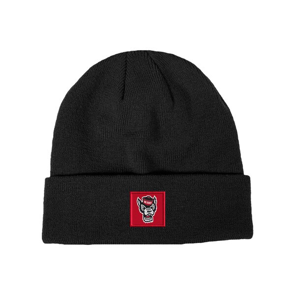 Black Cuffed Beanie - Wolfhead Patc
